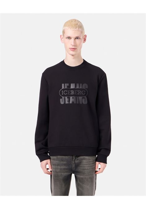 Felpa in cotone con stampa nero ICEBERG | E012 63299000